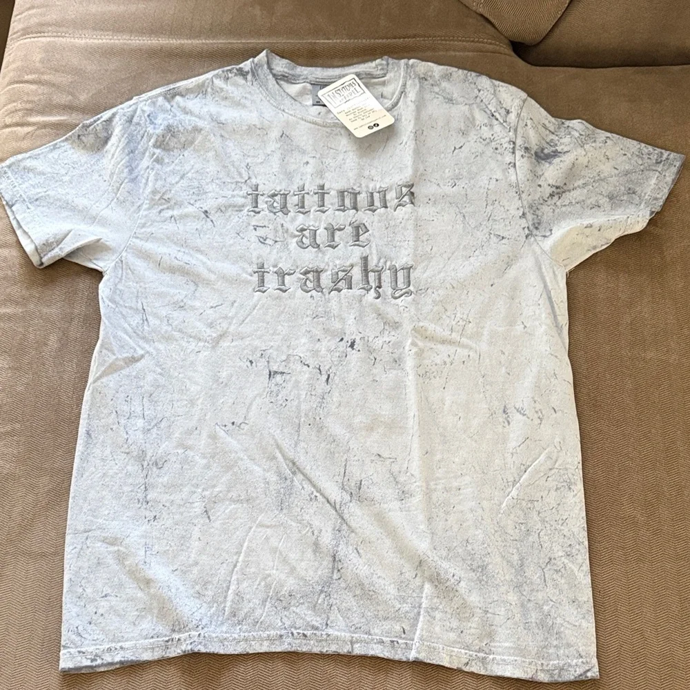 Blue with Gray Embroidered Graphic Tee - NEW!! - Picture 1 of 3